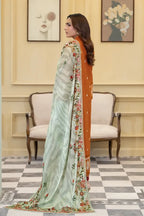 Elvia By Johra - 3PC Unstitched Embroidered Lawn Suit (Rust Orange)