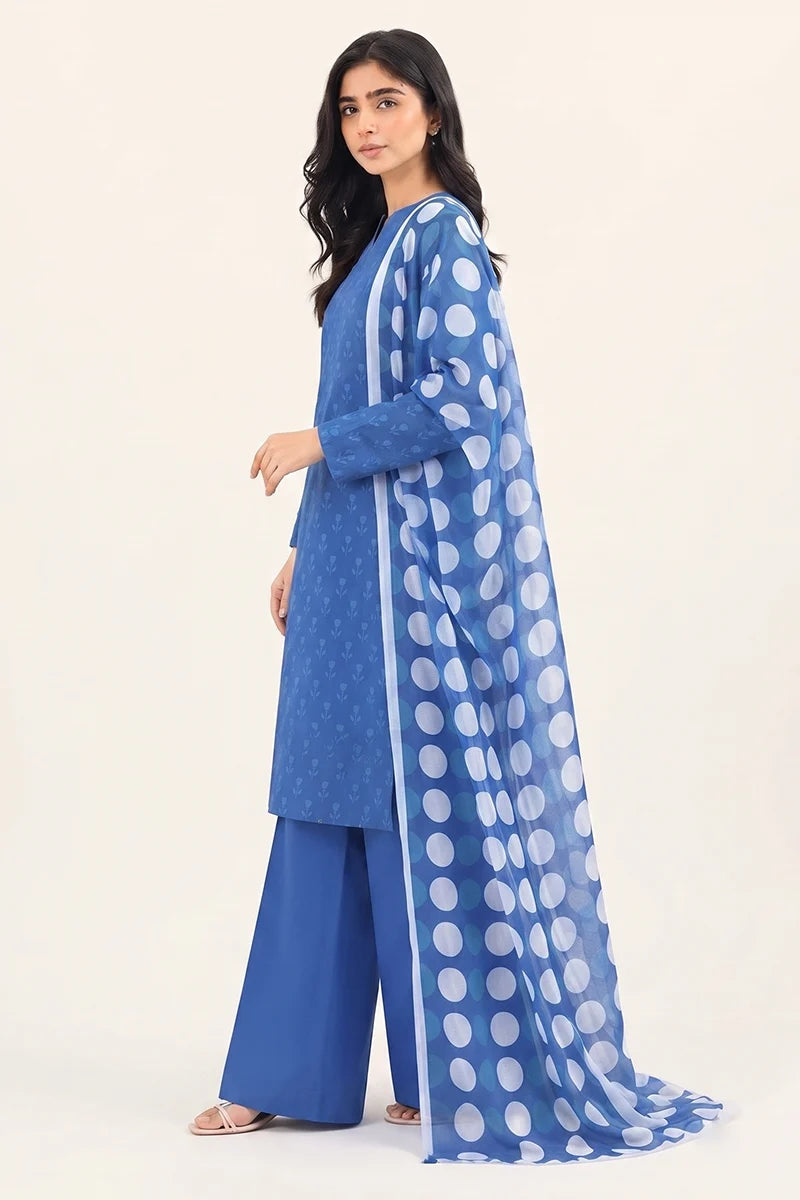 Sapphire Lawn Vol-09 - 3PC Unstitched Printed Lawn Suit(blue)