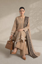 Khaadi – 3 Piece Unstiched Premium Printed Lawn Suit (Light Tan)