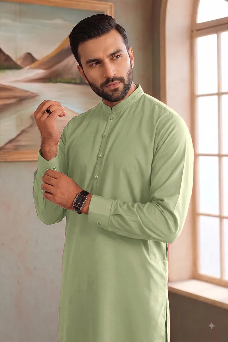 Men’s Wash & Wear Unstitched Fabric By KBC Fashion (Pale Pistachio)