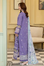 Elvia By Johra - 3PC Unstitched Embroidered Lawn Suit (Purple)