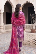 Zesh - 3PC Unstitched Embroidered Lawn Suit (Royal Violent & Magenta Pink)