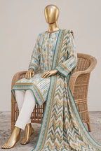 Safina Zeenat Printed Lawn 3-Piece Unstitched Suit (Off-White)