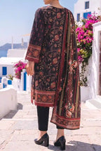 Aabruh Vol-1 3PC Unstitched Printed Lawn Suit (Charcoal Black & Red Rust)