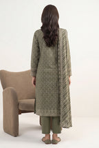 Sapphire - 3PC Unstitched Embroidered Printed Lawn Suit (Khaki Green)