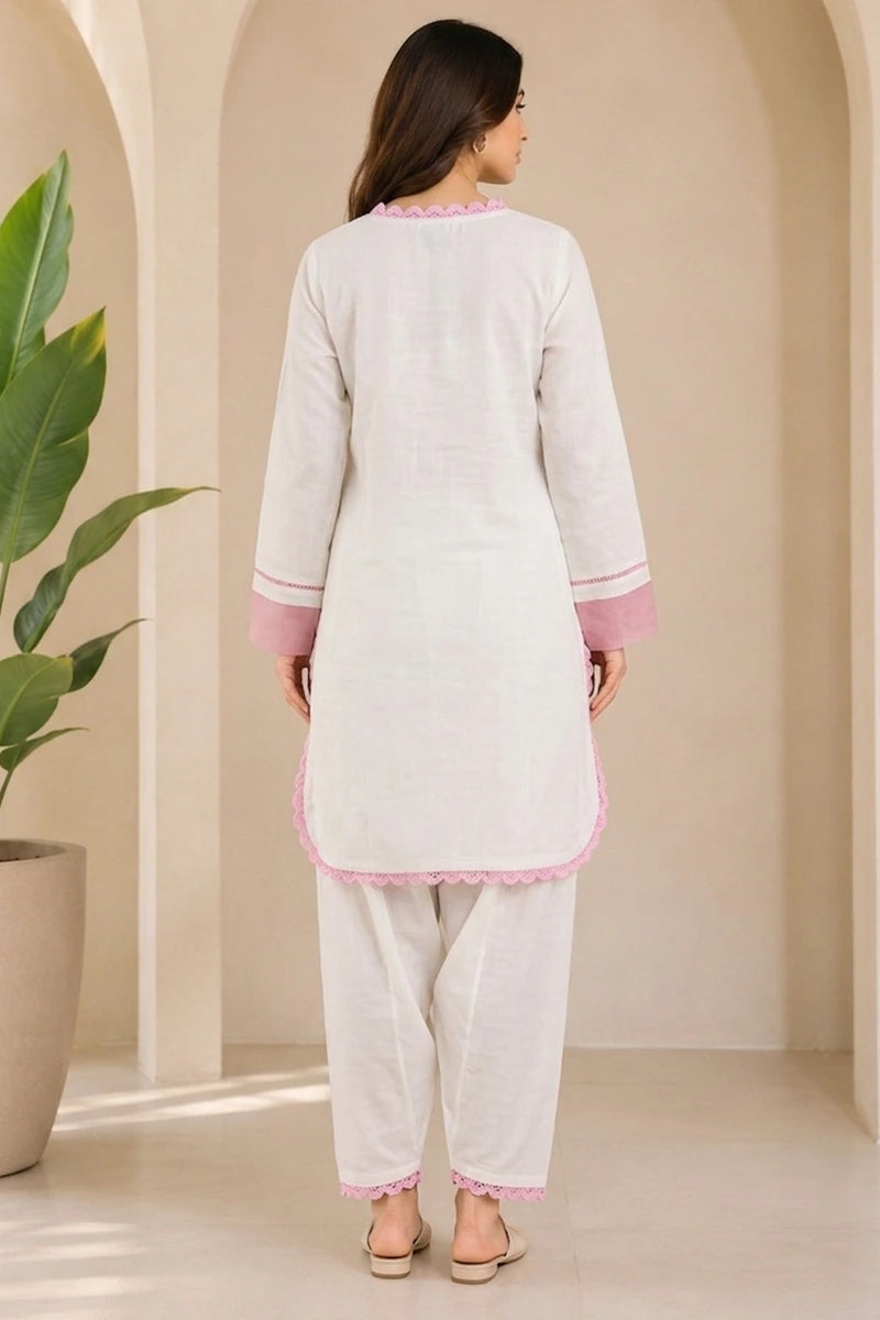 KBC 2PC Stitched Collection - Printed Lawn Suit (Off-White)