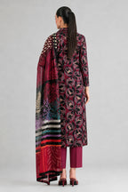 Nishat (Vol.4) - 3pc Unstitched Digital Embroidered Printed Lawn (Deep Maroon & Charcoal)
