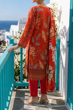 Aabruh Vol-1 3PC Unstitched Printed Lawn Suit (Terracotta Floral)