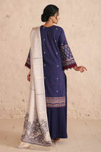 Vasal By Johra - 3PC Unstitched Embroidered Lawn Suit (Navy Blue)