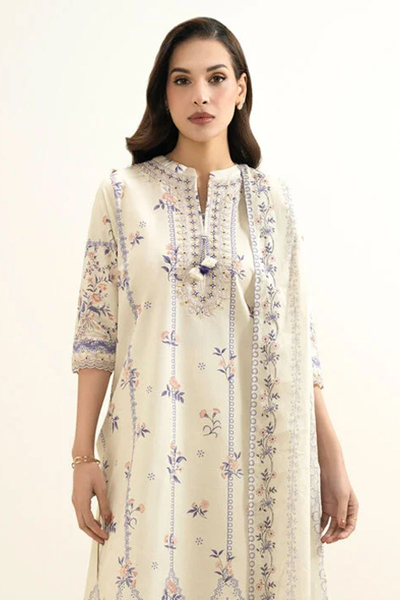 Sapphire By KBC - 3PC Unstitched Digital Printed Lawn Suit (Light Cream)