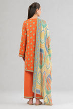 Nishat (Vol.4) - 3pc Unstitched Digital Embroidered Printed Lawn (Orange)