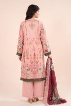 Zesh - 3PC Unstitched Embroidered Lawn Suit (Blush Pink & Deep Red Berry)