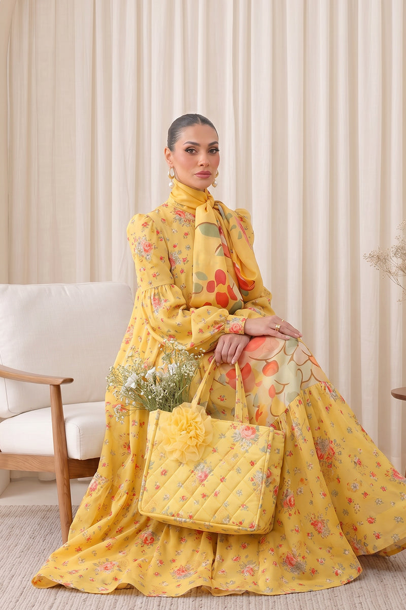Gul Rang By Bareezé – 3-Piece Unstiched Printed Classic Lawn (Yellow)