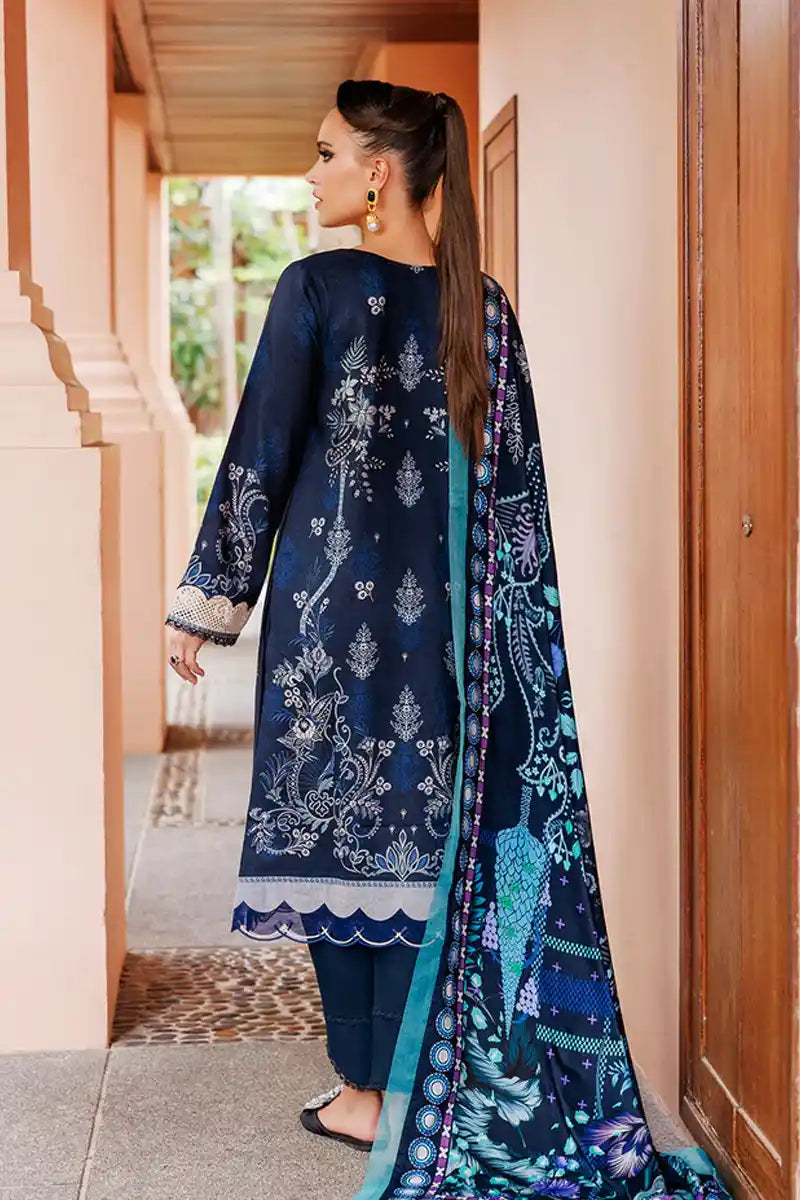 Jade Urbane Vol: 04 Classic Lawn Collection 3-Piece Unstitched Suit (Dark Navy Blue)