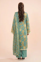 Zesh - 3PC Unstitched Embroidered Lawn Suit (Seafoam Teal & Muted Gold floral)
