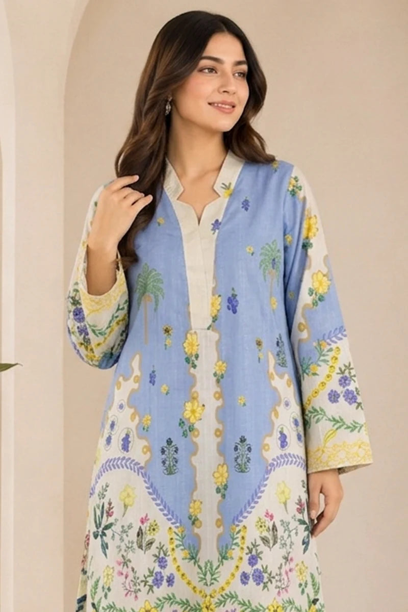 KBC 2PC Stitched Collection - Printed Lawn Suit (Sky Blue)