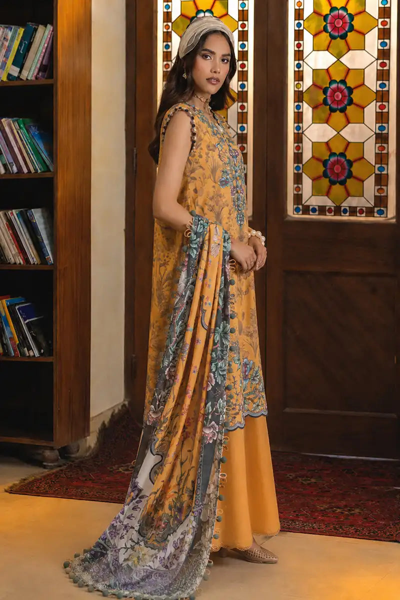 Jade Classic Cambric Collection Vol-05 - 3 Piece Unstitched Printed Suit (Mustard)
