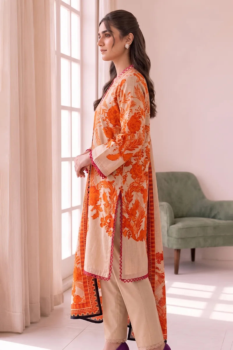 Roshaan by KBC Fashion Stitched 3-Piece Lawn Suit (Warm Sand)