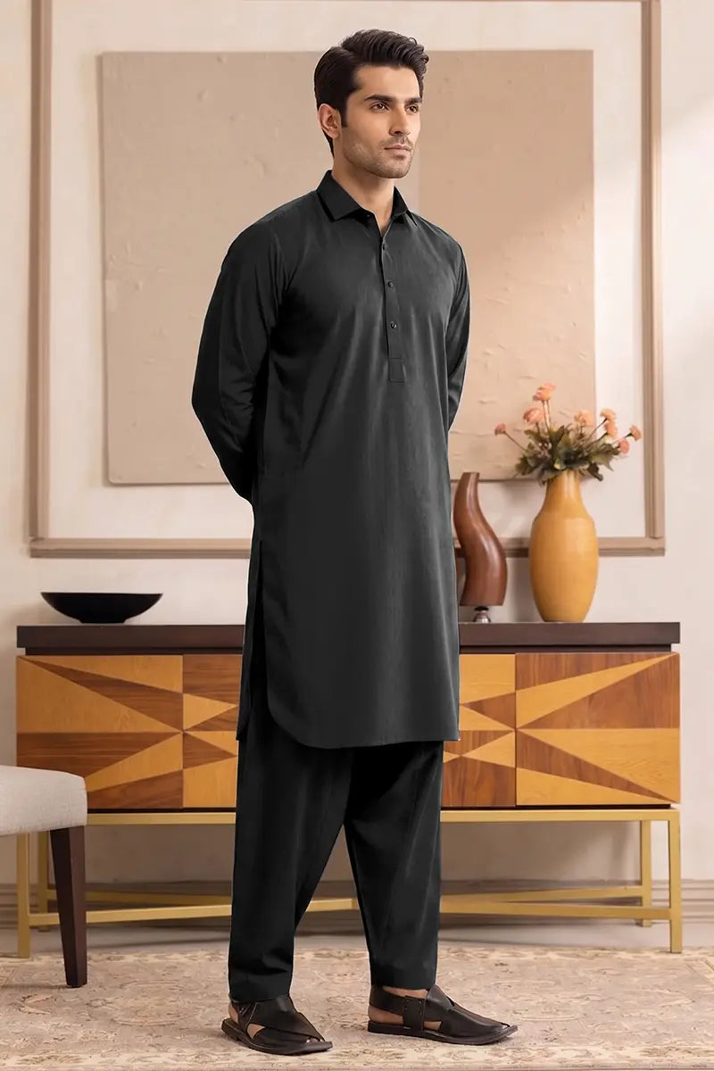 Yameen - Men’s Unstitched Cotton Fabric (Black)