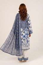 Zesh - 3PC Unstitched Embroidered Lawn Suit (Navy Blue & White)