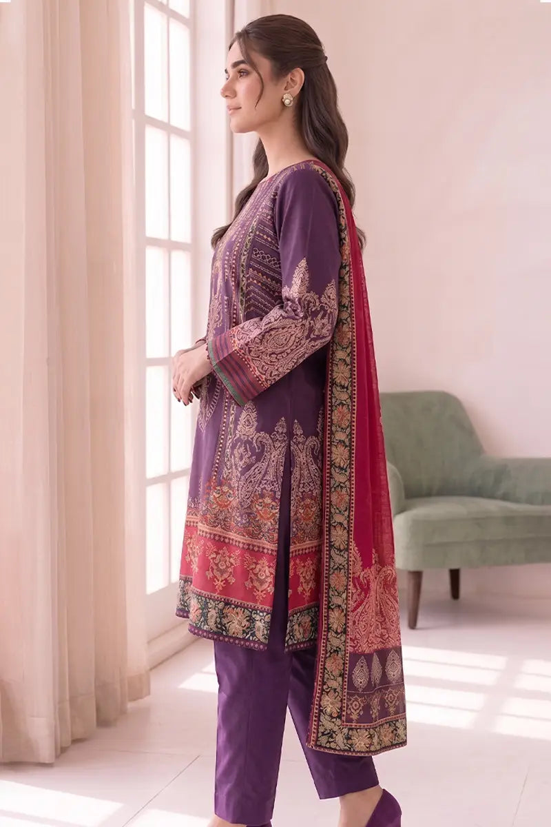 Roshaan by KBC Fashion Stitched 3-Piece Lawn Suit (Rich Royal Purple)