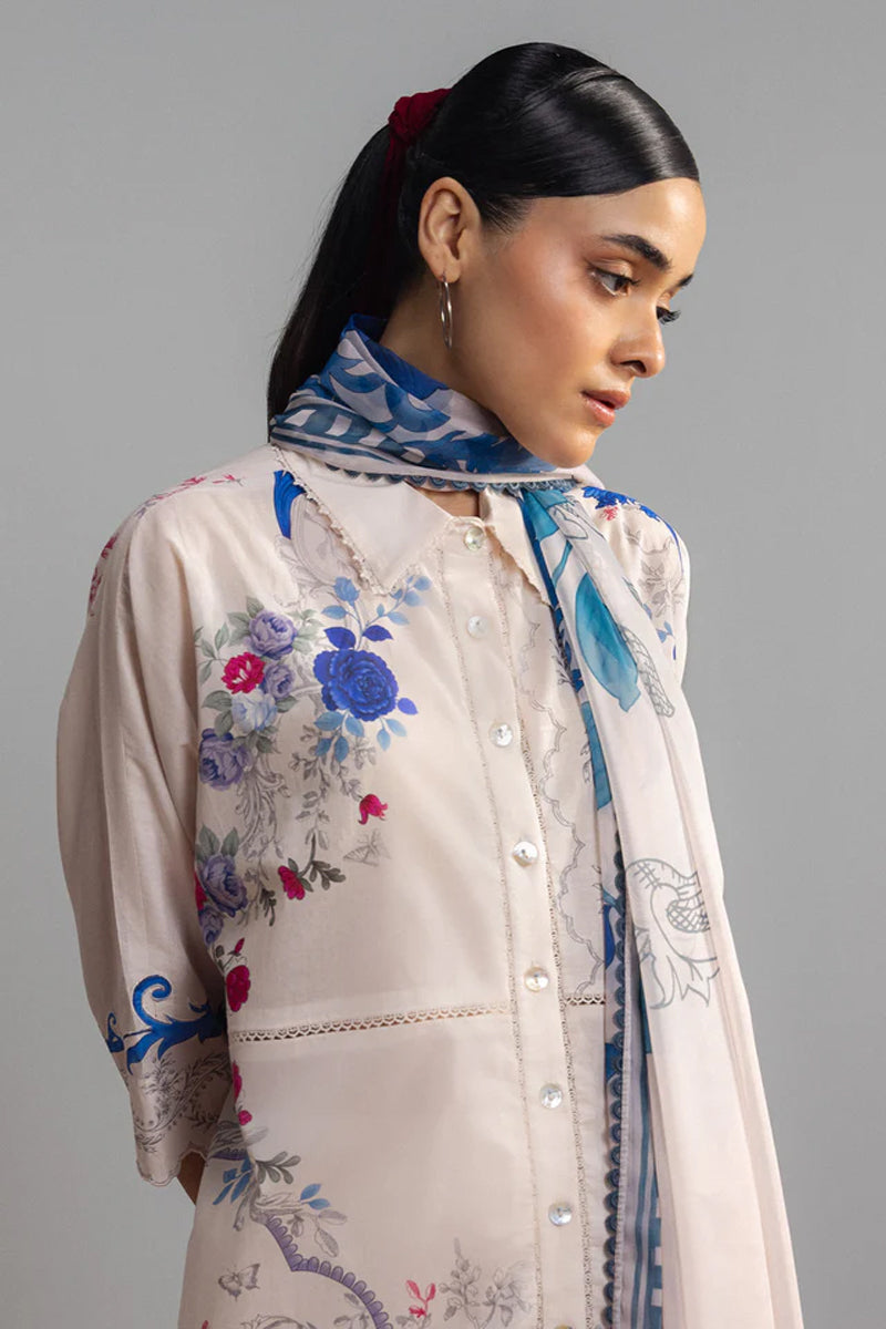 COCO By Zara Shahjahan - 3-Piece Unstitched Printed Lawn Suit (Pale Blush)