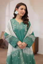 Aqua By Johra - 3PC Unstitched Embroidered Lawn Suit (Deep Teal Green)