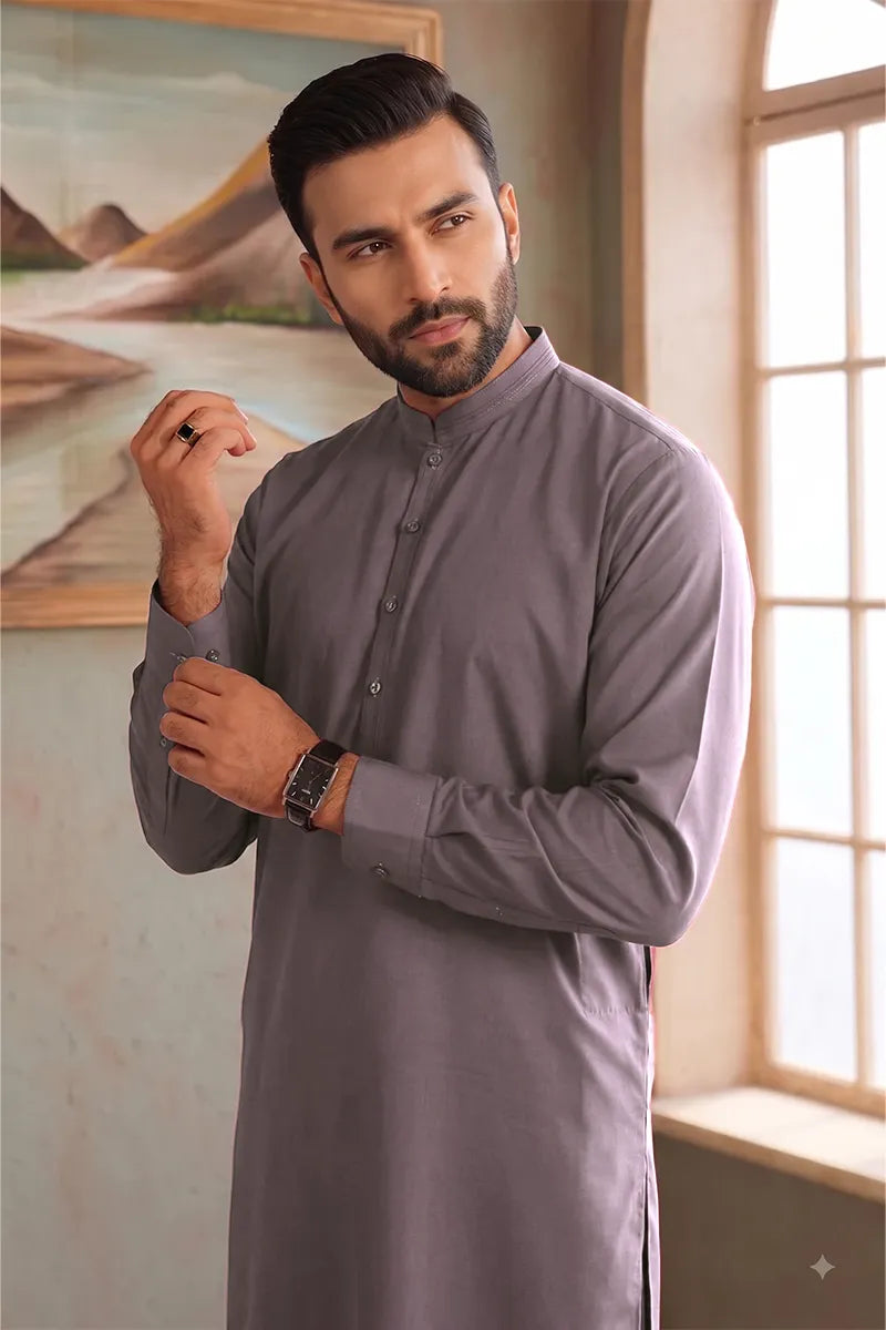 Men’s Wash & Wear Unstitched Fabric By KBC Fashion (Muted Steel)