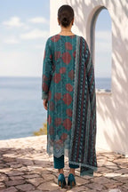 Zesh - 3PC Unstitched Embroidered Lawn Suit (Deep Sea Green)