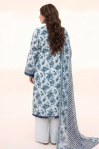 Zesh - 3PC Unstitched Embroidered Lawn Suit (Light Ice Blue)