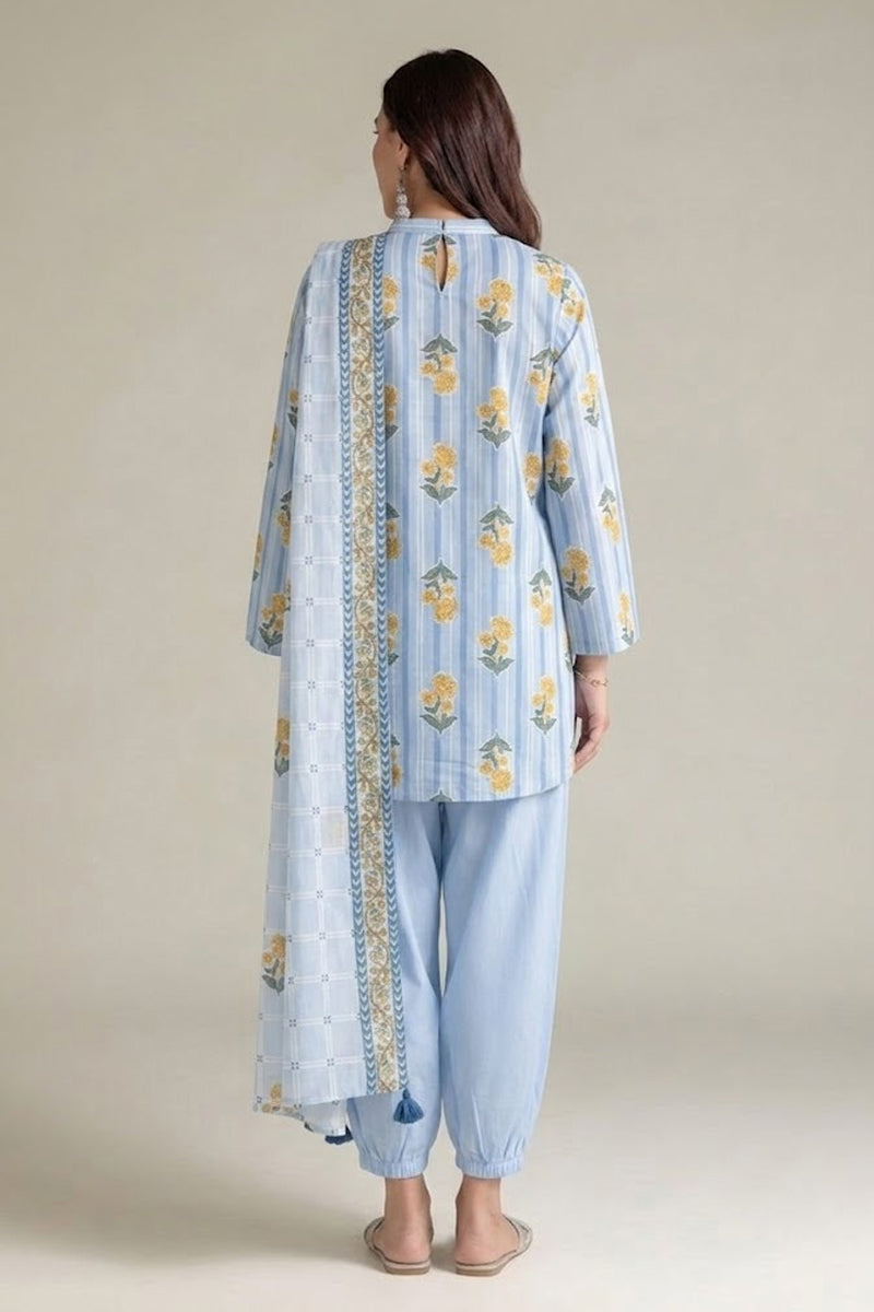 Khaadi – Summer Series 3 Piece Unstitched Printed Lawn Suit (Powder Blue)