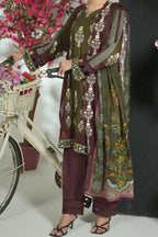 Mehrun by KBC Fashion Unstitched 3-Piece Lawn Collection (Deep Plum & Olive)