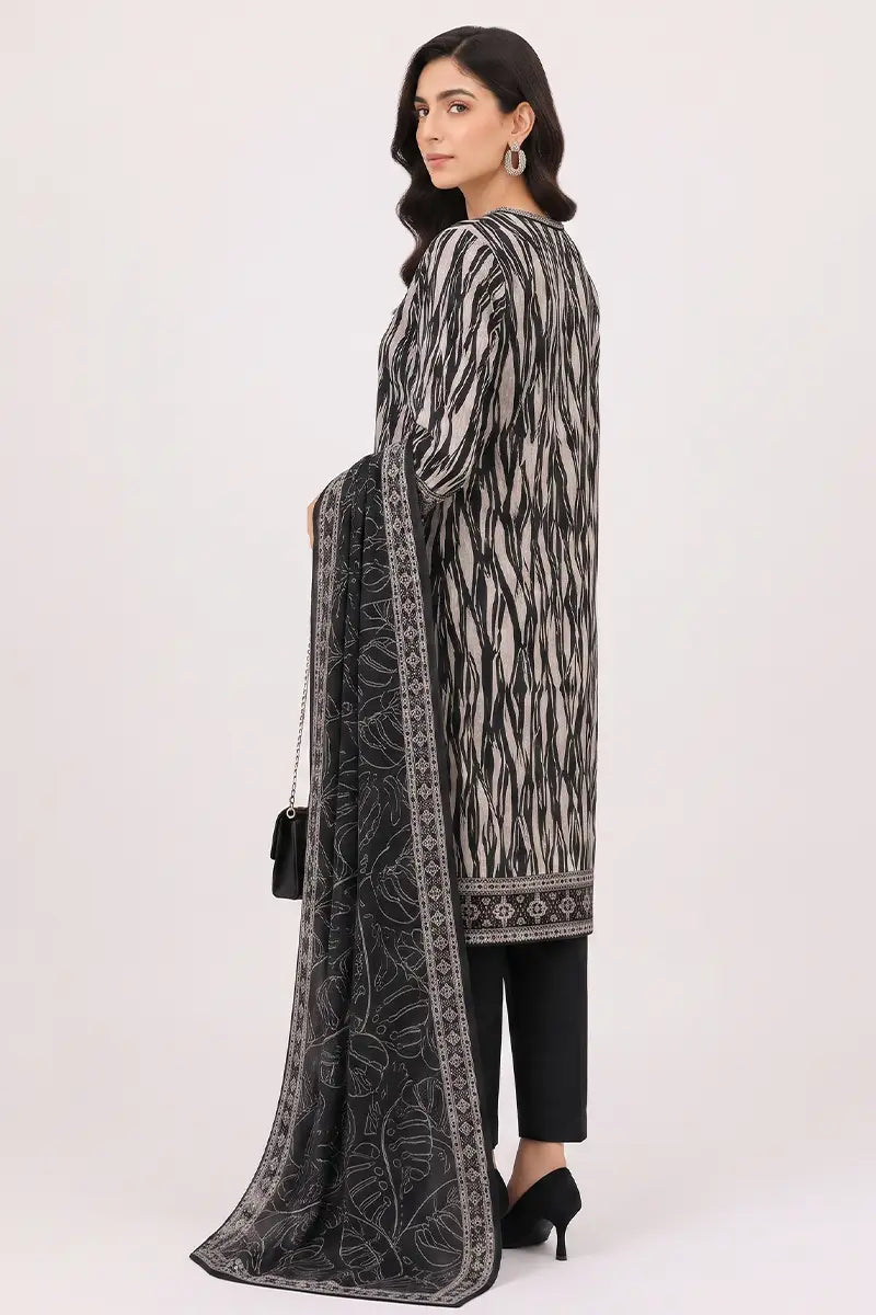 Khaadi Pre-Fall Cambric Series V-6 - 3PC Unstitched Suit (Jet Black)