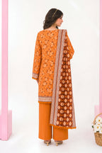 Zesh - Drop Fourteen Printed Series 3PC Unstitched Lawn Suit (Orange)