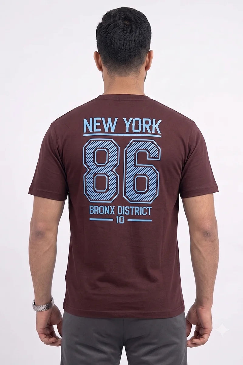 New York 86 - Men's Casual Crew Neck T-Shirt (Brown)