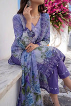Aabruh Vol-1 3PC Unstitched Printed Lawn Suit (Periwinkle)