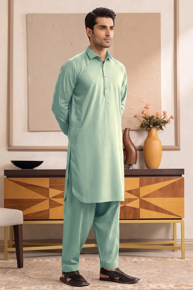 Yameen - Men’s Unstitched Cotton Fabric (Seafoam)