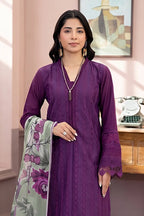 Gul-e-Seher By Johra - 3PC Unstitched Chikankari Lawn Suit (Purple)