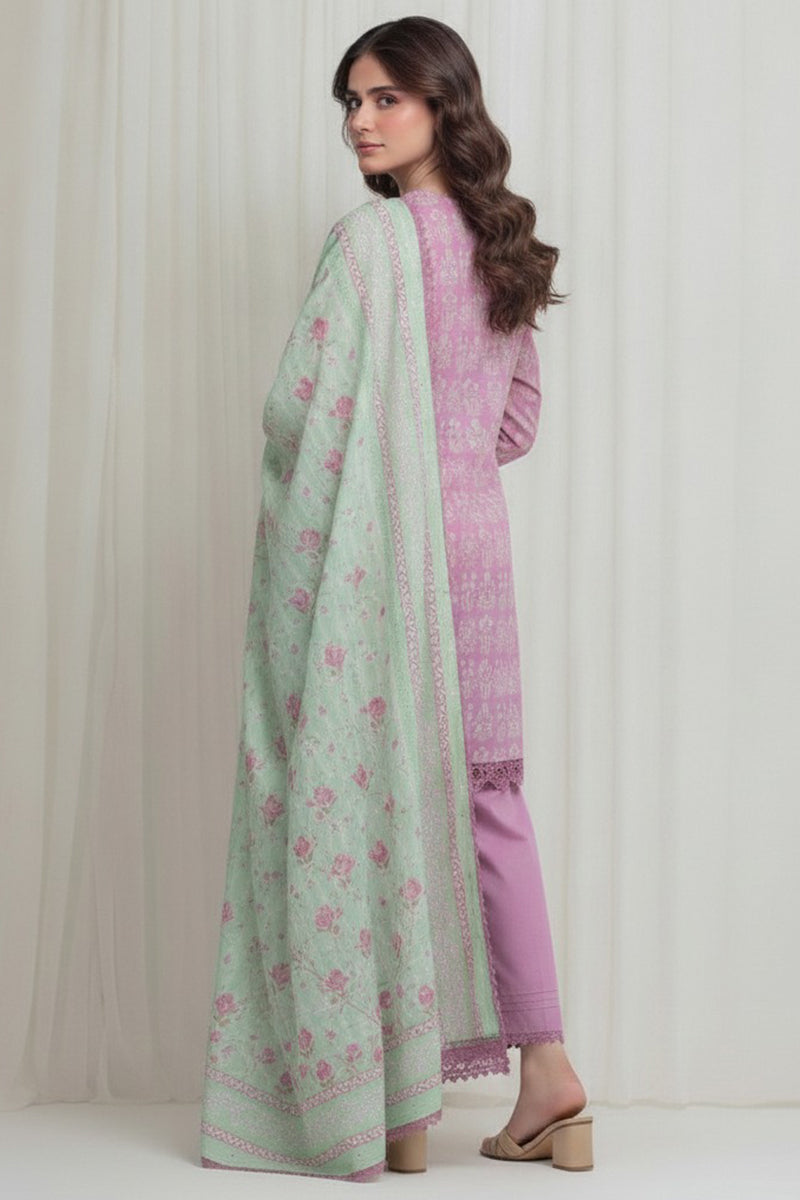 Nishat (Vol.4) - 3pc Unstitched Digital Embroidered Printed Lawn (Muted Lilac & Pastel Sage)