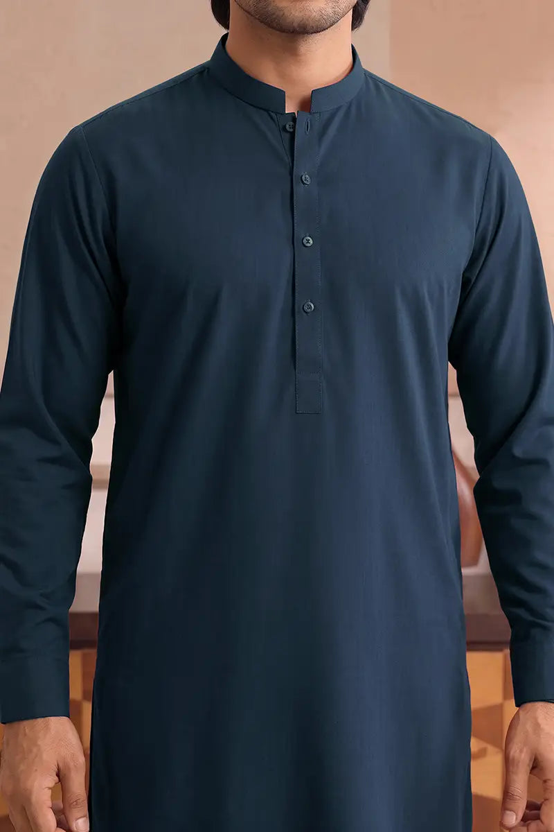 Yameen - Men’s Unstitched Cotton Fabric (Deep Teal Blue)