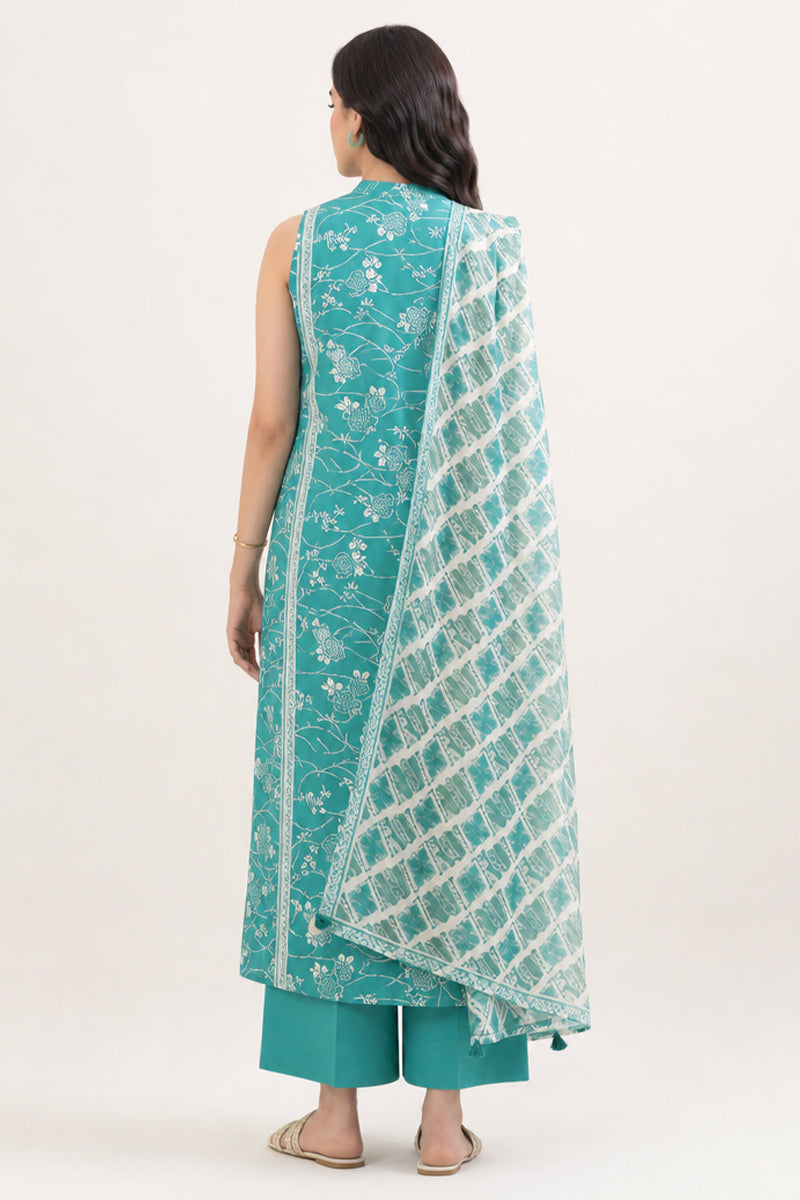 Nishat (Vol.4) - 3pc Unstitched Digital Embroidered Printed Lawn (Deep Teal Green)