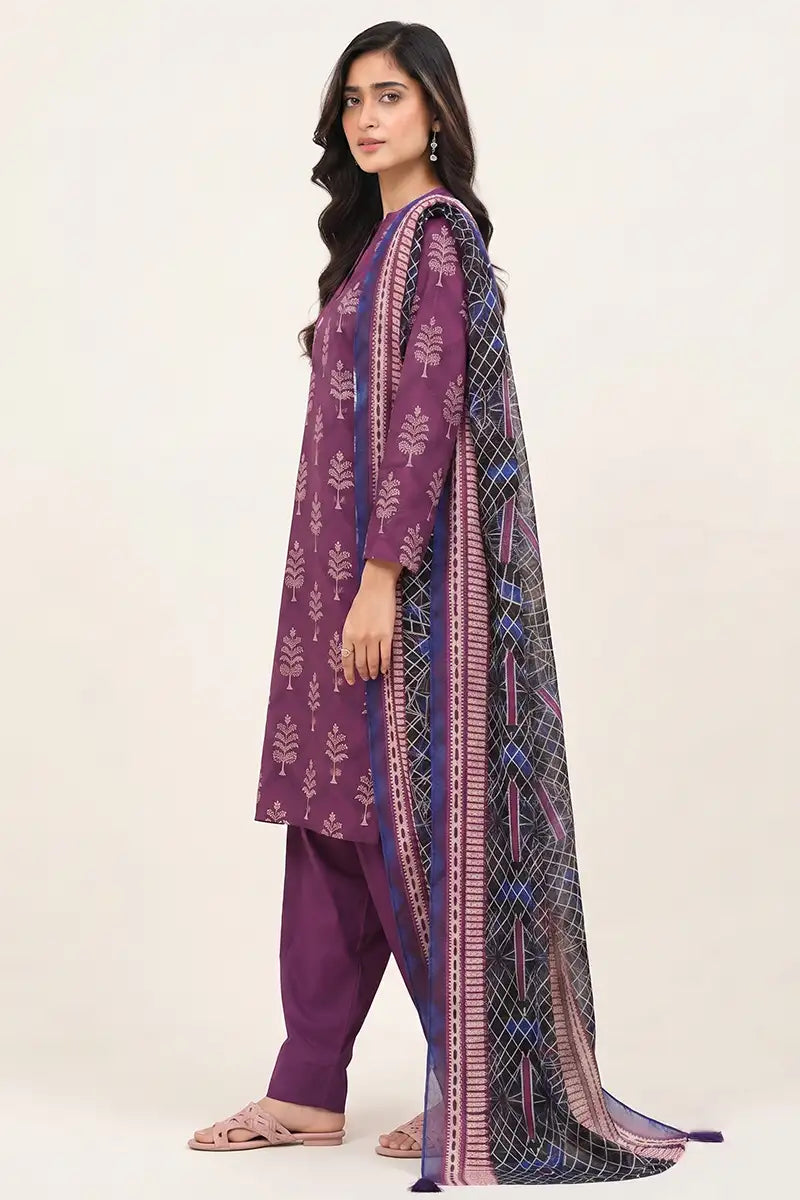 Sapphire Lawn Vol-09 - 3PC Unstitched Printed Lawn Suit(Rich Plum Violet)