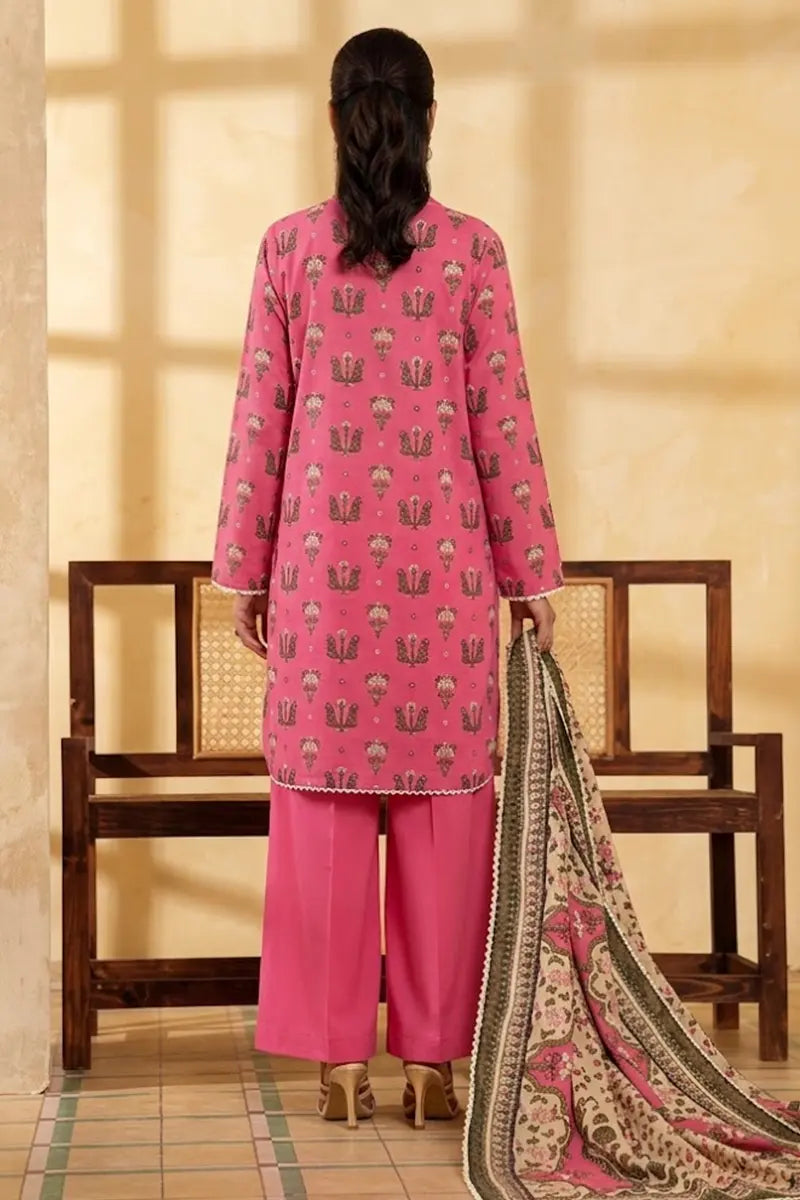 Mor Bagh 3-Piece Unstitched Printed Lawn Suit (Fuchsia Pink)