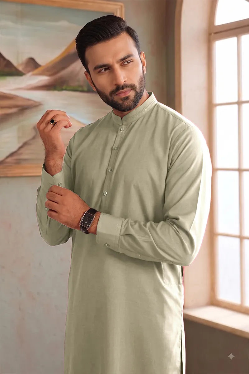 Men’s Wash & Wear Unstitched Fabric By KBC Fashion (Pistachio Green)