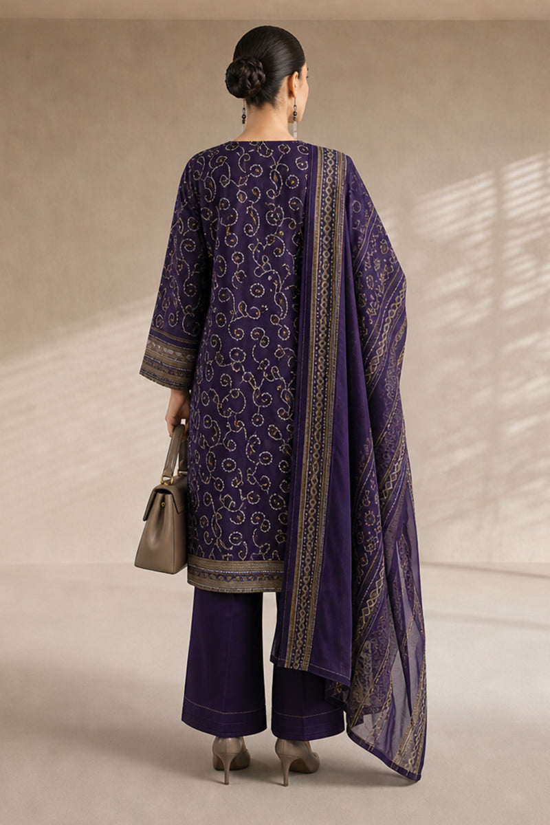 Khaadi (Vol.4) – 3 Piece Unstitched Printed Lawn Suit (Deep Purple)
