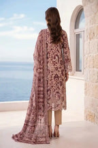 Zesh - 3PC Unstitched Embroidered Lawn Suit (Dust Mauve & Brown Floral)