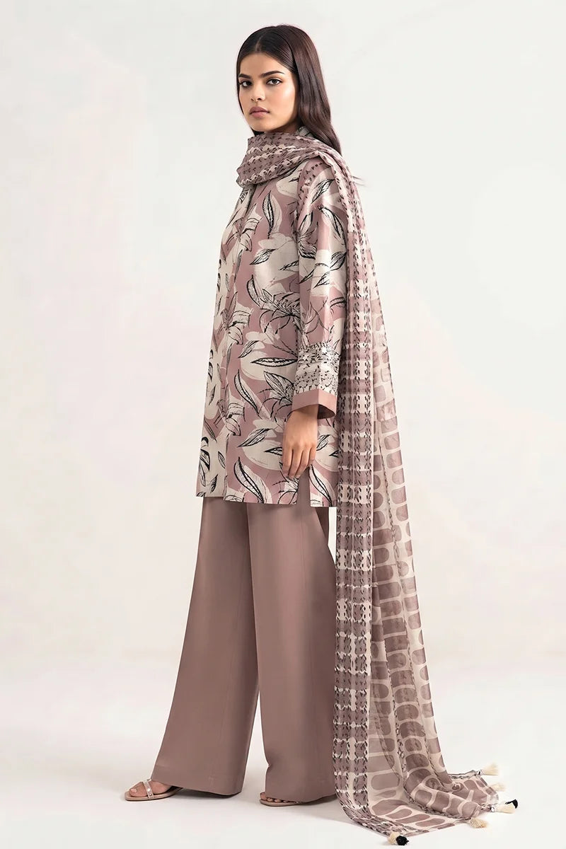 Sapphire Lawn Vol-09 - 3PC Unstitched Printed Lawn Suit(Dusty Mauve)
