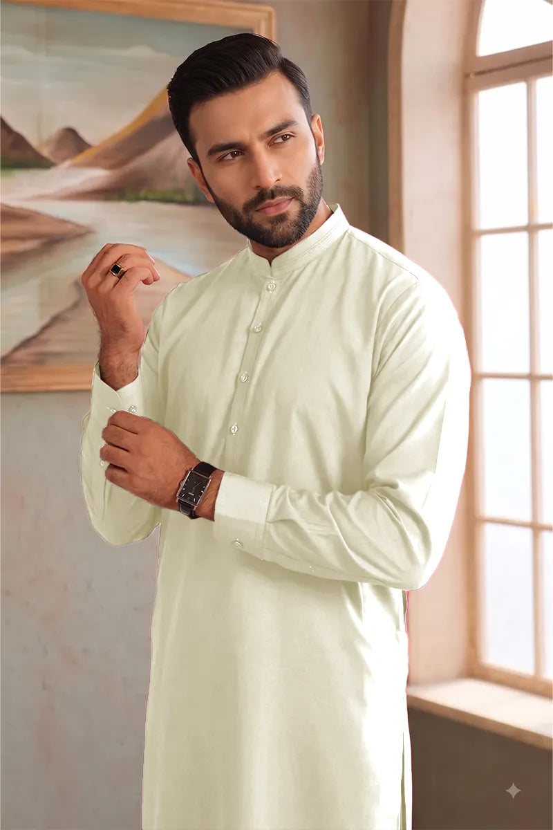 Men’s Wash & Wear Unstitched Fabric By KBC Fashion (Off White)