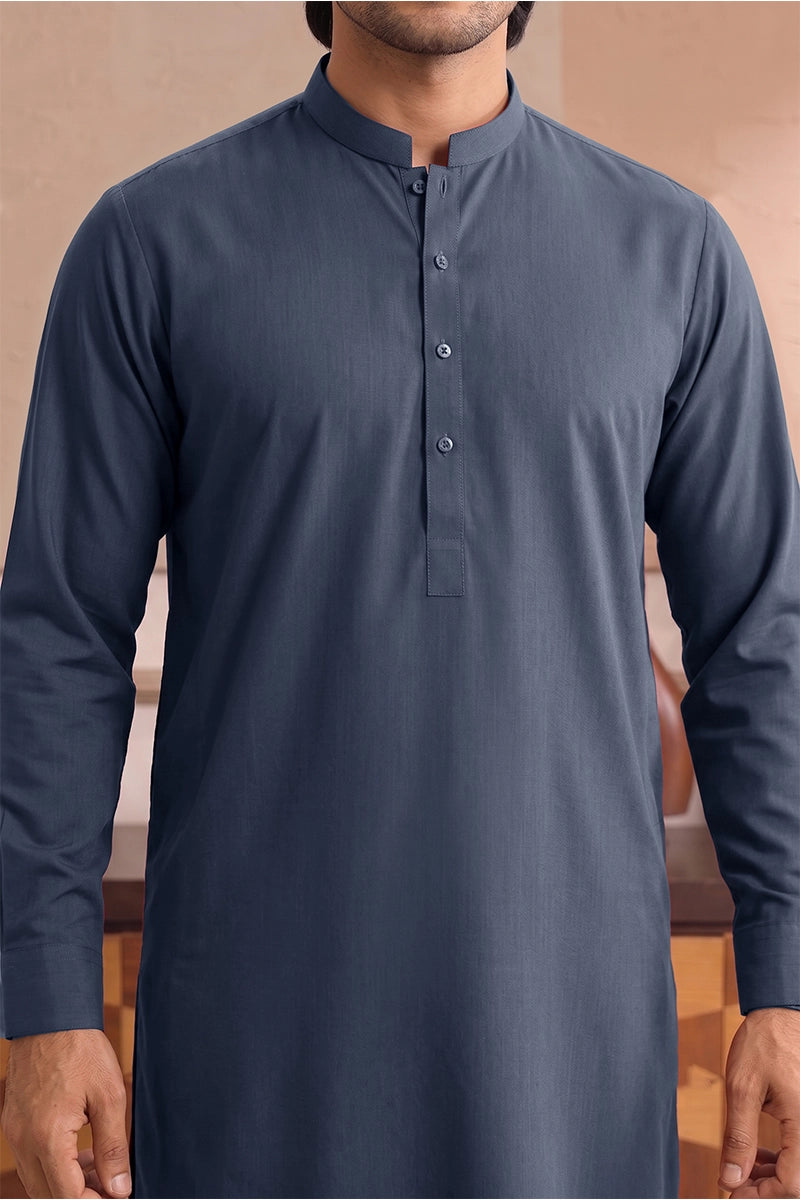 Yameen - Men’s Unstitched Cotton Fabric (Steel Blue)