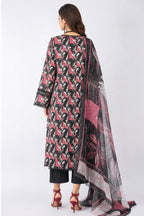 Nishat (Vol.4) - 3pc Unstitched Digital Embroidered Printed Lawn (Jet Black & Dark Rose)